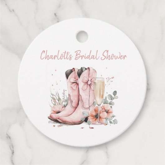 Roze Laarzen & Borrelglazen Bruidsdouche Bedankjes Labels (Voorkant)