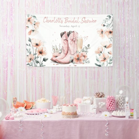 Roze Laarzen & Borrelglazen Bruidsdouche Champagne Spandoek (Feest)