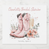 Roze Laarzen & Borrelglazen Bruidsdouche Sparkling Wijnetiket (Enkel label)