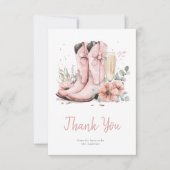 Roze Laarzen & Bruisende Champagne Glas Bruiloftsf Bedankkaart (Voorkant)