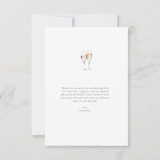 Roze Laarzen & Bruisende Champagne Glas Bruiloftsf Bedankkaart (Achterkant)
