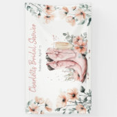 Roze Laarzen & Bruisende Champagneglas Bruiloft Fe Spandoek (Verticaal)