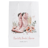 Roze Laarzen & Bruisende Champagneglas Bruiloftfee Medium Cadeauzakje (Achterkant)