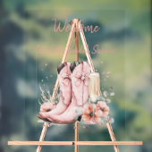 Roze laarzen & bubbelig champagneglas Vrijgezellen Acryl Bord (Neutraal)