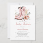 Roze laarzen & bubbelig champagneglas Vrijgezellen Kaart (Voorkant)