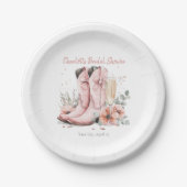 Roze laarzen & bubbelig champagneglas Vrijgezellen Papieren Bordje (Voorkant)