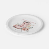 Roze laarzen & bubbelig champagneglas Vrijgezellen Papieren Bordje (Gekanteld)