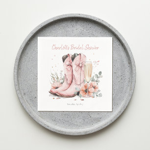 Roze laarzen & bubbelig champagneglas Vrijgezellen Servet