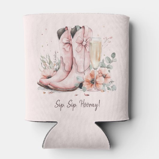 Roze Laarzen & Bubbels Champagnetuin Bruidsdouche Blikjeskoeler (Achterkant)