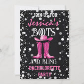 Roze laarzen en Bling Bachelorette Party Kaart (Voorkant)