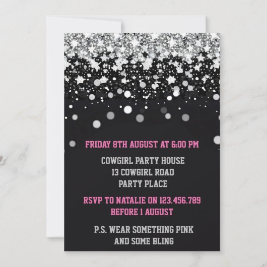 Roze laarzen en Bling Bachelorette Party Kaart (Achterkant)