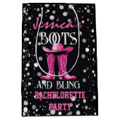Roze laarzen en Bling Bachelorette Party Medium Cadeauzakje (Voorkant)