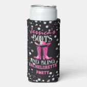 Roze laarzen en Bling Bachelorette Party Seltzer Blikjeskoeler (Seltzer Voorkant)