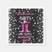 Roze laarzen en Bling Bachelorette Party Servet (Voorkant)