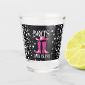 Roze laarzen en Bling Bachelorette Party Shot Glas (Voorkant)