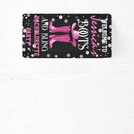 Roze laarzen en Bling Bachelorette Party Spandoek (Insitu)