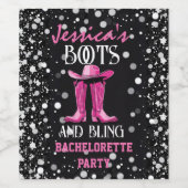 Roze laarzen en Bling Bachelorette Party Wijn Etiket (Enkel label)