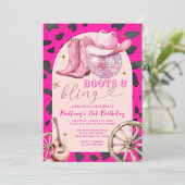 Roze laarzen en bling cowboylaarzen verjaardag kaart (Staand voorkant)