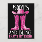 Roze laarzen en Bling Dat is mijn ding Briefkaart (Voorkant)