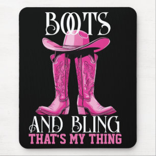 Roze laarzen en Bling Dat is mijn ding Muismat