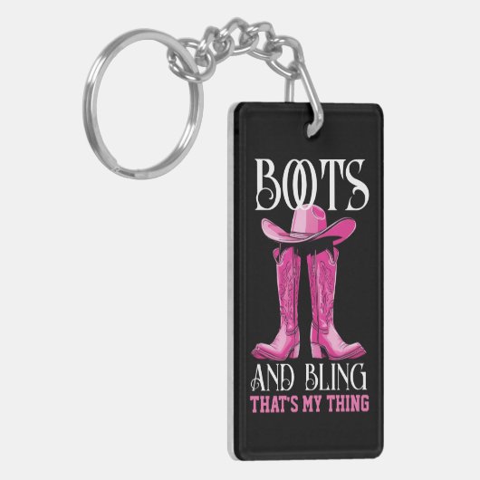 Roze laarzen en Bling Dat is mijn ding Sleutelhanger (Voorkant Links)