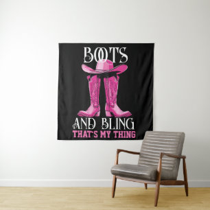 Roze laarzen en Bling Dat is mijn ding Wandkleed