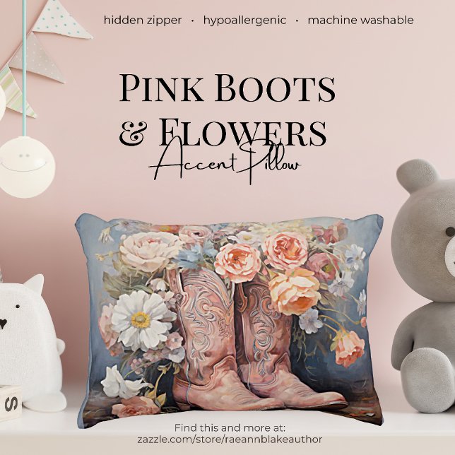 Roze Laarzen en Bloemen Accentkussen Accent Kussen (Creator heeft geüpload)