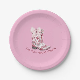 Roze laarzen en bogen borden papieren bordje