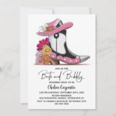 Roze Laarzen en Bruisende Bruiloftsdouche Kaart (Voorkant)