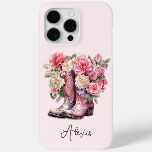 Roze Laarzen met Bloemen Monogram iPhone 15 Pro Max Hoesje