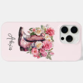 Roze Laarzen met Bloemen Monogram Case-Mate iPhone Case (Achterkant (horizontaal))