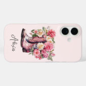 Roze Laarzen met Bloemen Monogram Case-Mate iPhone Case (Achterkant (horizontaal))