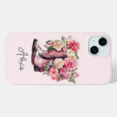 Roze Laarzen met Gebloemde Initialen Case-Mate iPhone Case (Achterkant (horizontaal))