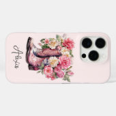 Roze laarzen met gebloemde monogram Case-Mate iPhone case (Achterkant (horizontaal))
