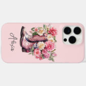Roze laarzen met gebloemde monogram Case-Mate iPhone case (Achterkant (horizontaal))