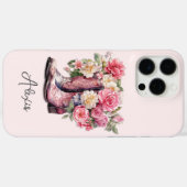 Roze laarzen met gebloemde monogram Case-Mate iPhone case (Achterkant (horizontaal))