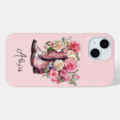 Roze laarzen met gebloemde monogram Case-Mate iPhone case (Achterkant (horizontaal))