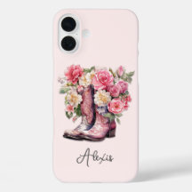 Roze laarzen met gebloemde monogram