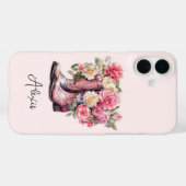 Roze laarzen met gebloemde monogram Case-Mate iPhone case (Achterkant (horizontaal))