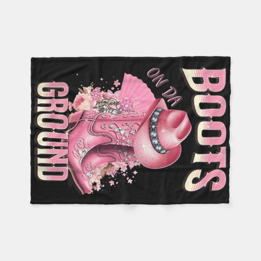 Roze laarzen op Da Ground Western Cowgirl Pet en B Fleece Deken (Voorkant (Horizontaal))