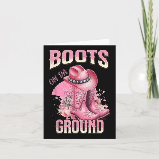 Roze laarzen op Da Ground Western Cowgirl Pet en B Kaart (Voorkant)