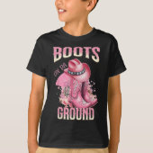 Roze laarzen op Da Ground Western Cowgirl Pet en B T-shirt (Voorkant)