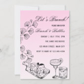 Roze laat Brunch, Brunch En Bubbles Kaart (Voorkant)