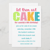 Roze laat hen de uitnodiging van de Birthday Party (Voorkant / Achterkant)