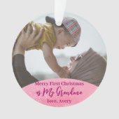 Roze Laat het Sneeuw Vrolijk 1e Kerstmis Oma Foto Ornament (voorkant)