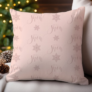 Roze 'Laat het Sneeuwen' Kerst- Kussen