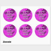 Roze laat niemand doffe sprankelende ronde sticker (Vel)