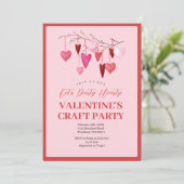 Roze Laat Ons Feestelijk Valentijn Crafts Feest Kaart (Staand voorkant)