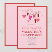 Roze Laat Ons Feestelijk Valentijn Crafts Feest Kaart (Voorkant / Achterkant)