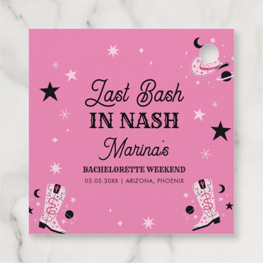 Roze Laatste Bash in Nash Nashville Bachelorette Bedankjes Labels (Achterkant)